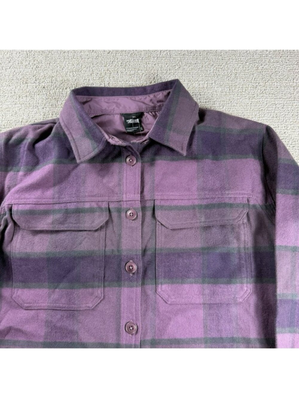 The North Face Valley Flannel Shirt Sweater Purple Women’s Size Medium - Picture 2 of 8